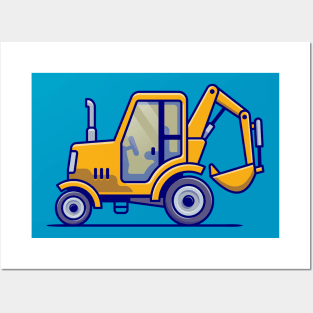 Tractor Vehicle Cartoon Illustration Posters and Art